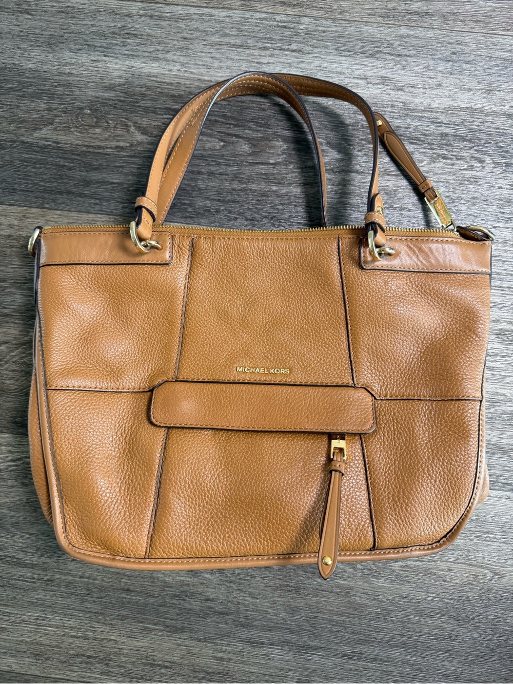 Michael Kors Cognac Pebbled Leather Tote